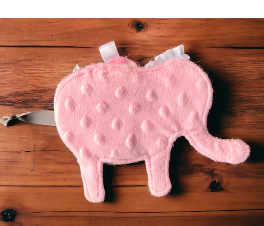 Elephant Lovey Blanket Toy: Minky Fabric, Crinkle Ear