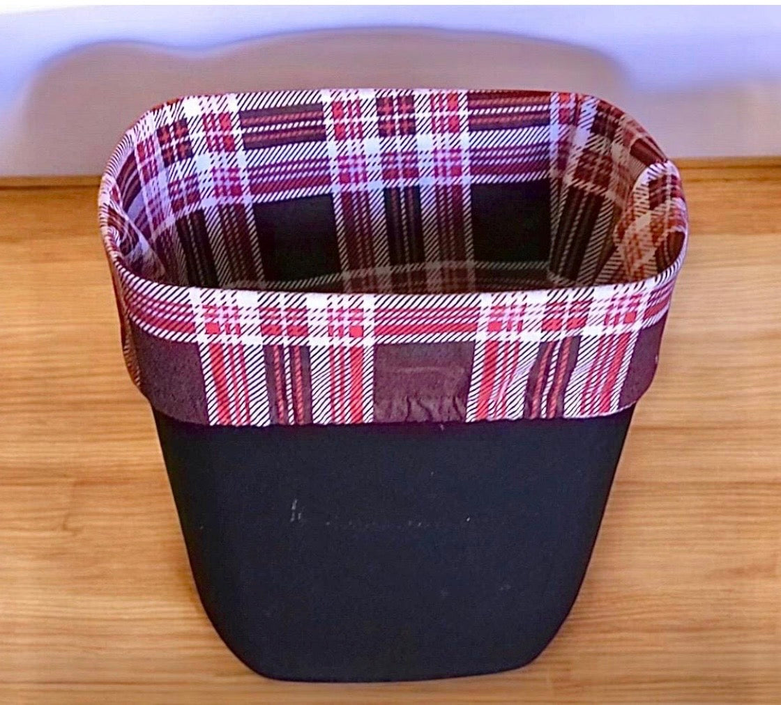 Reusable Trash Bags Washable Small Wastebasket Liner, Upcycled Flannel Bin Bag