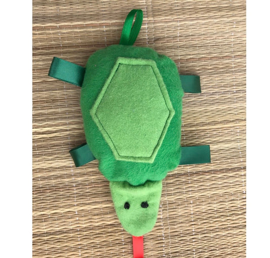 Turtle Rattle with Ribbon Tags: Gender Neutral Baby Toy