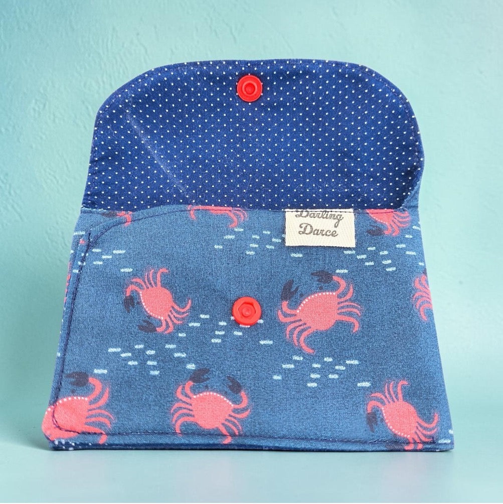 Wallet for Kids, Gift Card Holder, Red Crab Theme