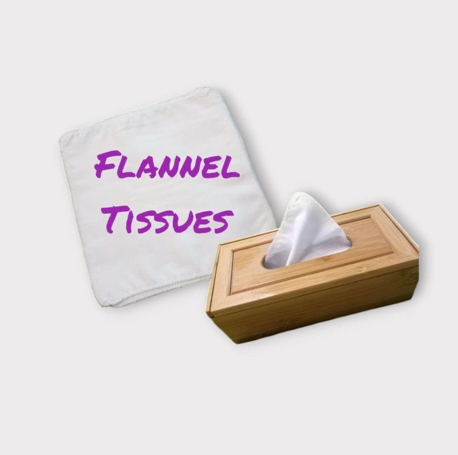 Reusable Tissues, White Flannel Handkerchief, Kids Nose Wipes, Set of 5