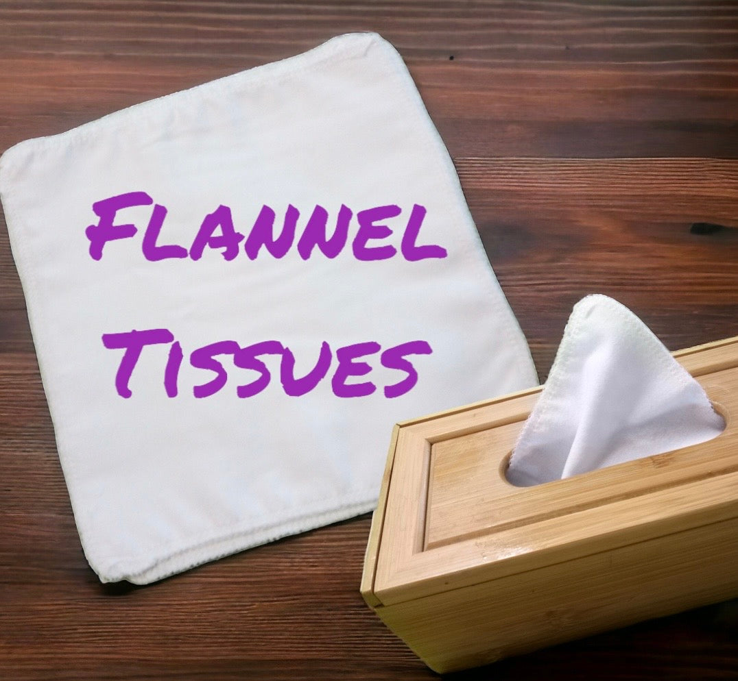 Reusable Tissues, White Flannel Handkerchief, Kids Nose Wipes, Set of 5