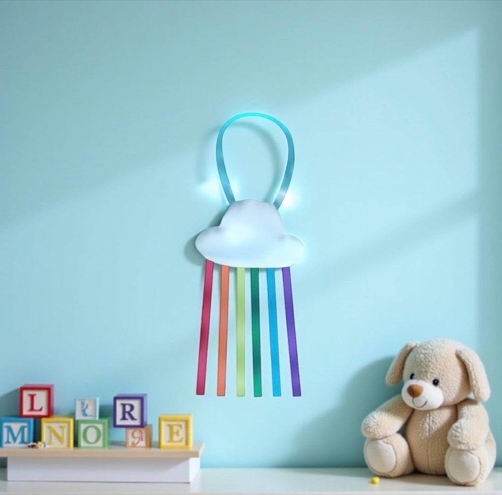 Rainbow Ribbon Barrette Holder, Hair Clip Organizer, Wall Decor