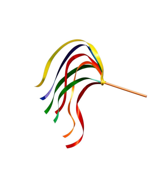 Rainbow Ribbon Wand, Bamboo Handle, Pretend Play