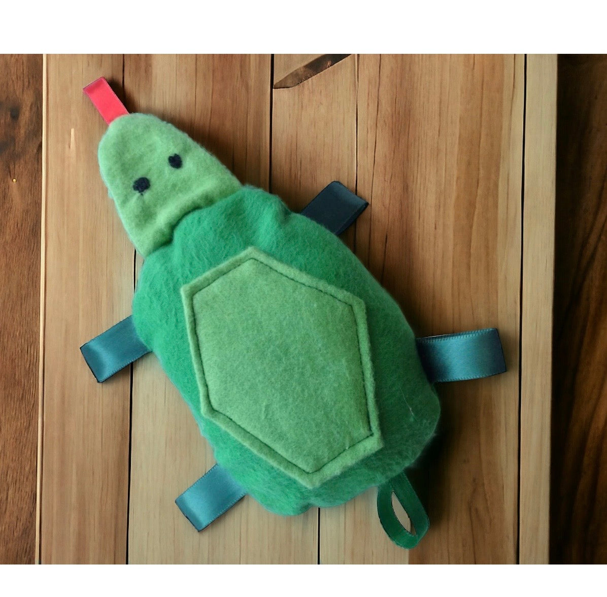 Turtle Rattle with Ribbon Tags: Gender Neutral Baby Toy