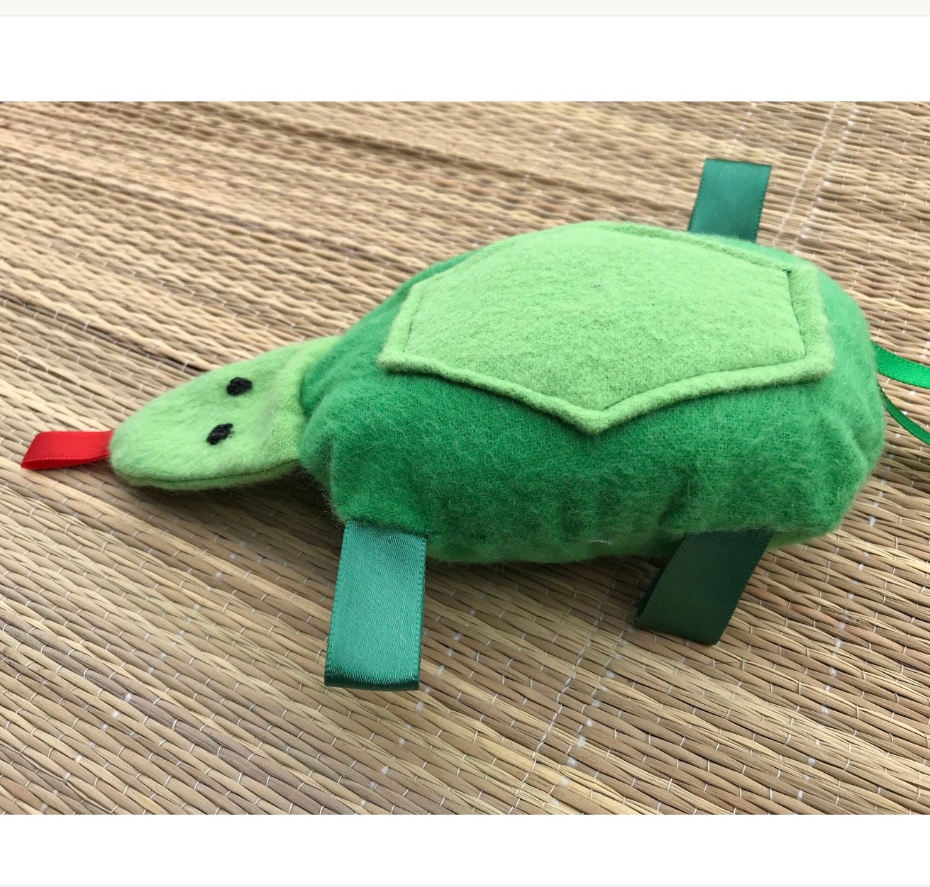 Turtle Rattle with Ribbon Tags: Gender Neutral Baby Toy