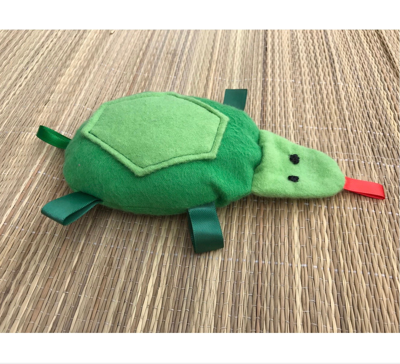 Turtle Rattle with Ribbon Tags: Gender Neutral Baby Toy
