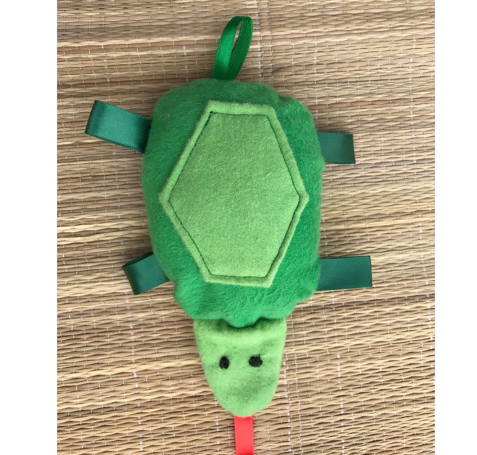 Turtle Rattle with Ribbon Tags: Gender Neutral Baby Toy