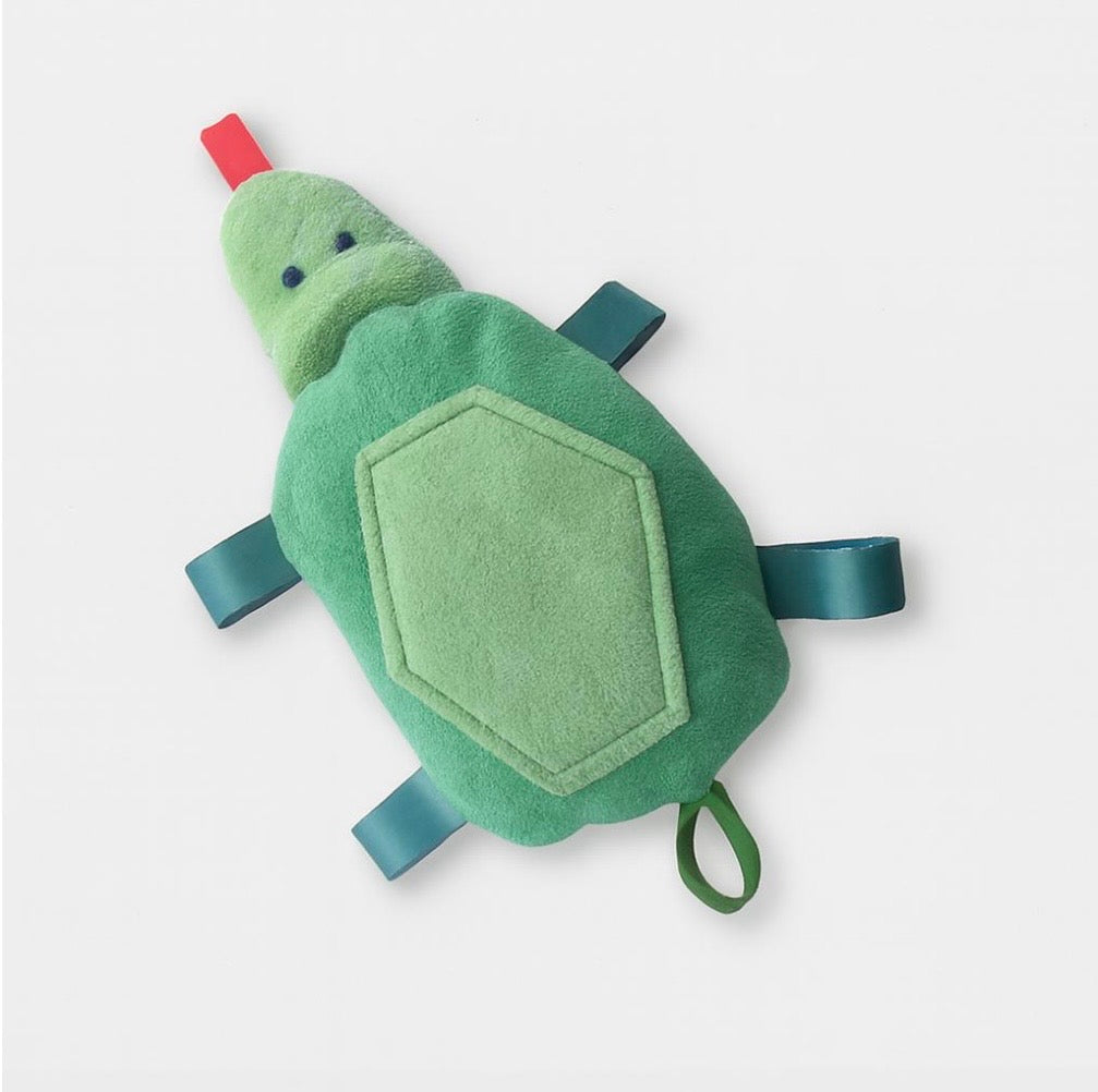 Turtle Rattle with Ribbon Tags: Gender Neutral Baby Toy