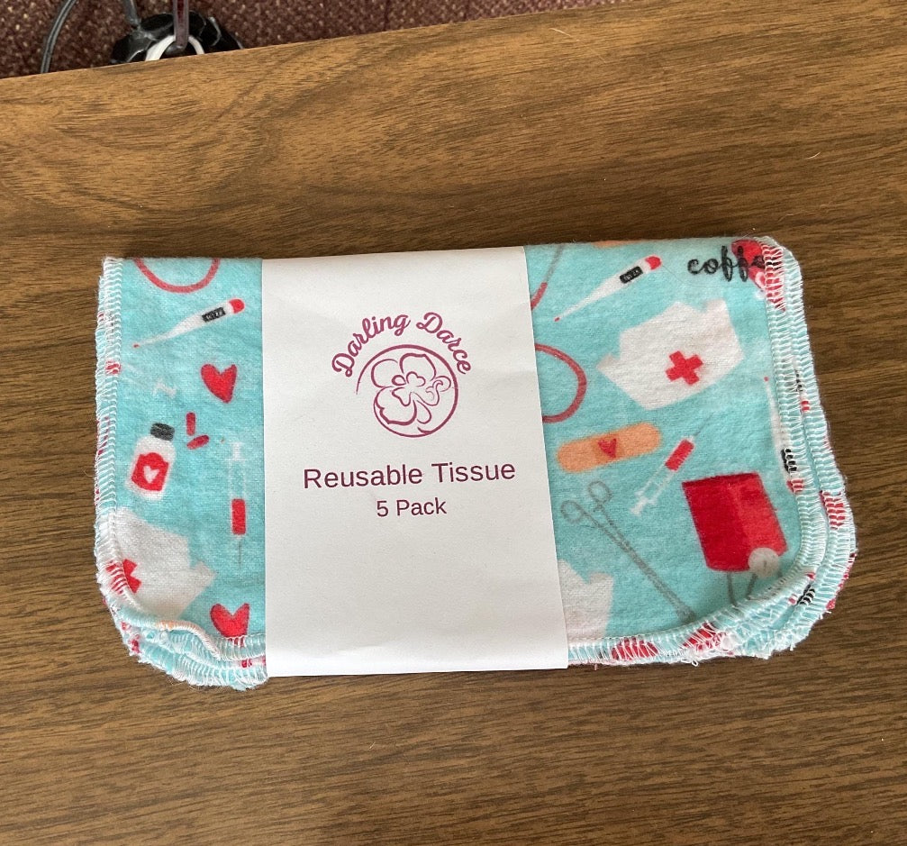 Reusable Tissues Flannel Handkerchief, Kids Nose Wipes, Set of 5