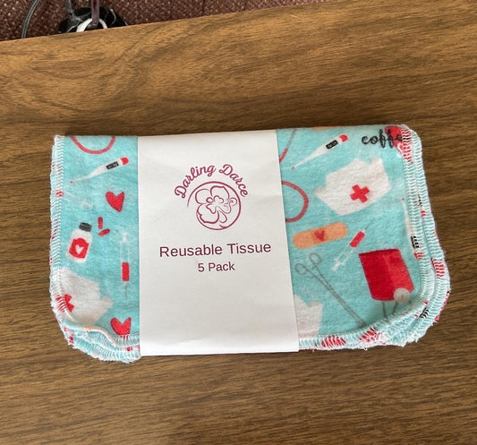 Reusable Tissues Flannel Handkerchief, Kids Nose Wipes, Set of 5