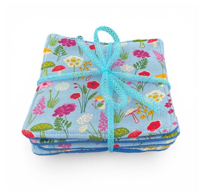 Coasters Set of 4, Floral Mushroom Theme