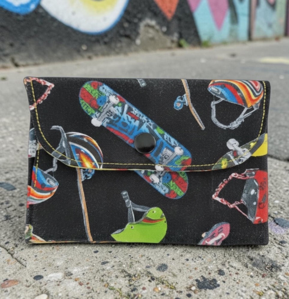 Wallet for Kids, Gift Card Holder, Skateboard Theme