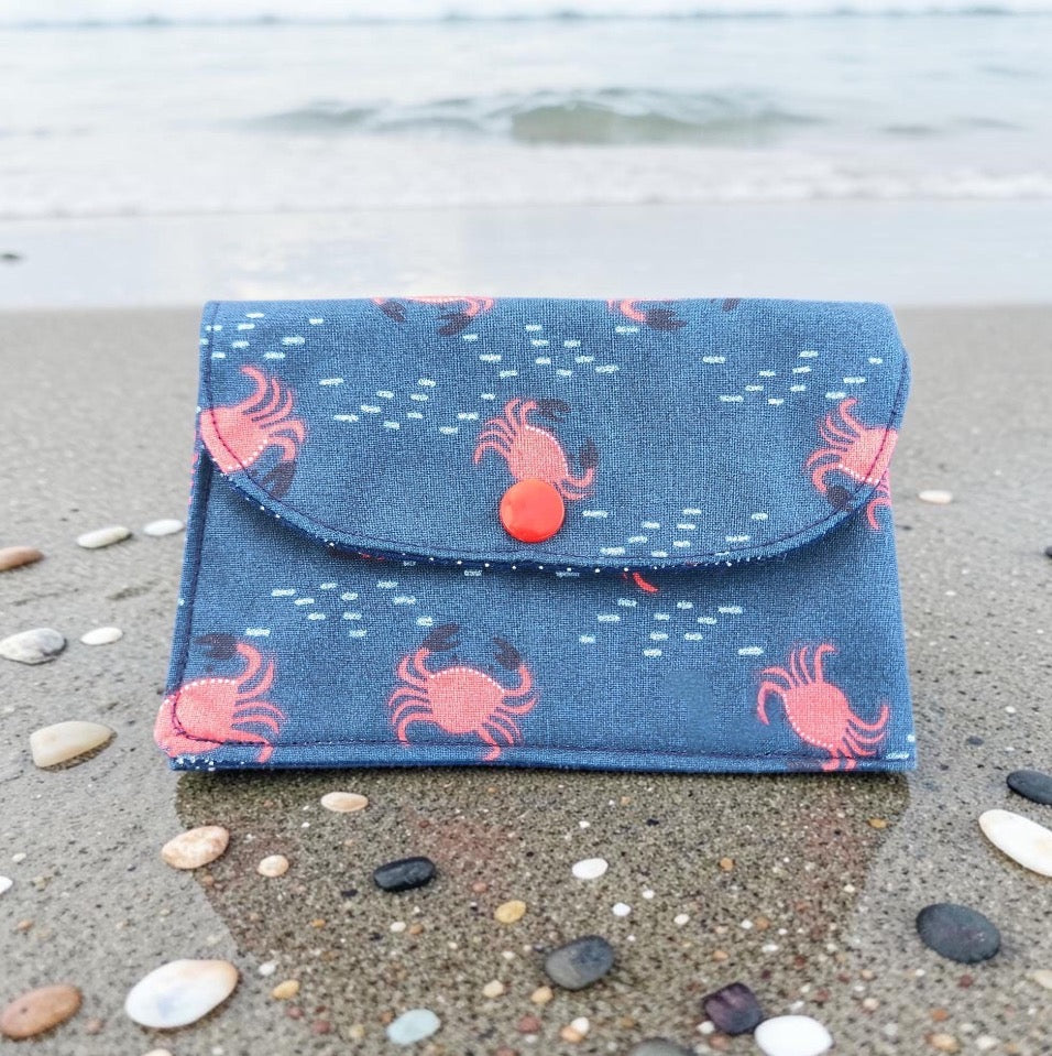 Wallet for Kids, Gift Card Holder, Red Crab Theme