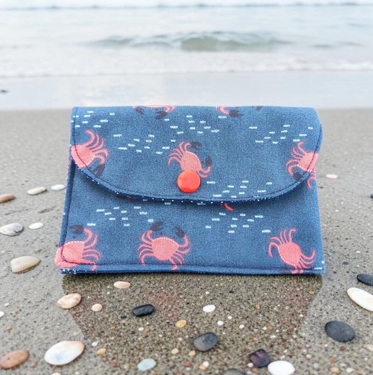 Wallet for Kids, Gift Card Holder, Red Crab Theme