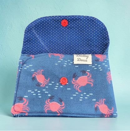 Wallet for Kids, Gift Card Holder, Red Crab Theme
