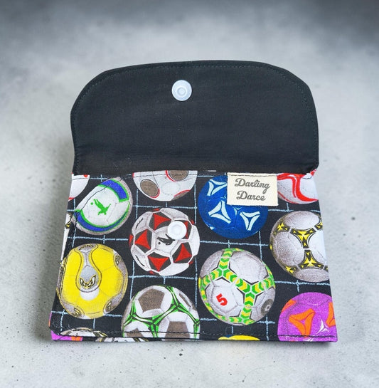 Wallet - Fabric Envelope Style Wallet for Kids, Gift Card Holder, Soccer Theme