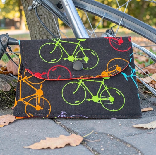 Wallet - Fabric Envelope Style Wallet for Kids, Gift Card Holder, Bicycle Theme