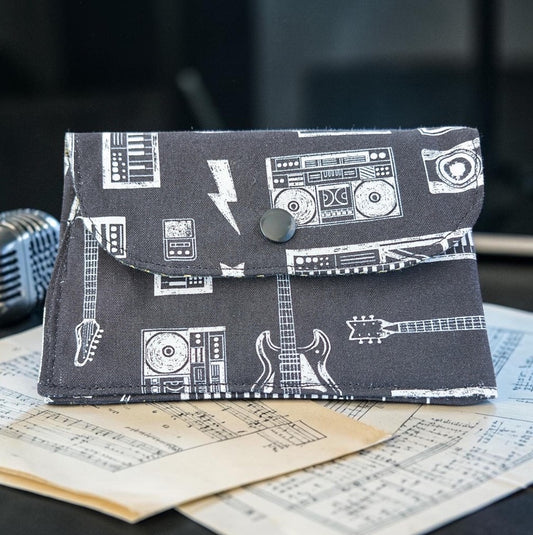 Wallet - Fabric Envelope Style Wallet for Kids, Gift Card Holder, Music Rock Band Theme