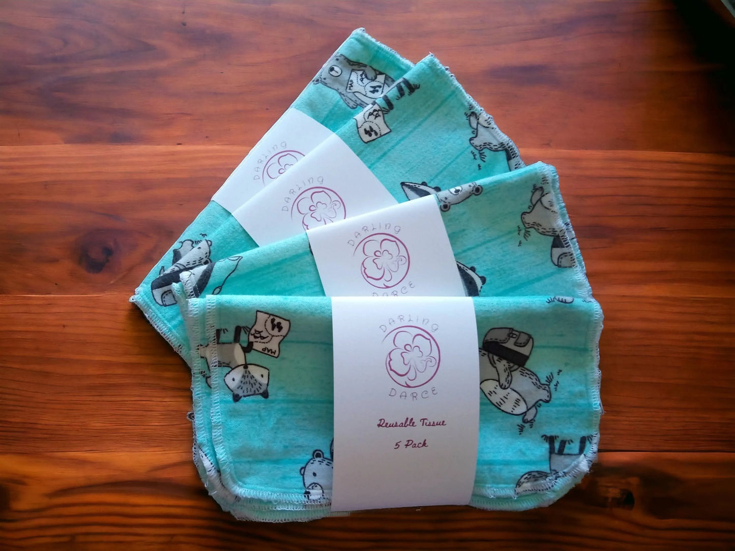 Reusable Tissues, Flannel Handkerchief, Kids Nose Wipes, Washable, Eco Friendly, Zero Waste Animal Theme