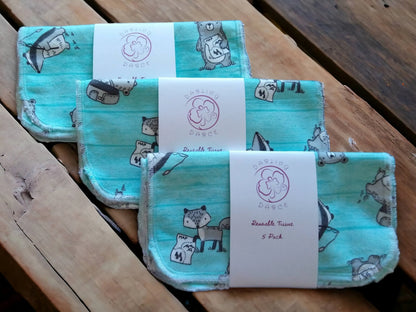 Reusable Tissues, Flannel Handkerchief, Kids Nose Wipes, Washable, Eco Friendly, Zero Waste Animal Theme