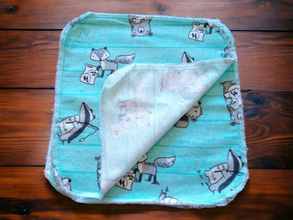 Reusable Tissues, Flannel Handkerchief, Kids Nose Wipes, Washable, Eco Friendly, Zero Waste Animal Theme
