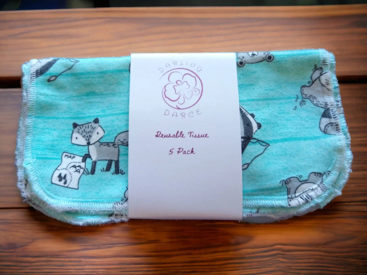 Reusable Tissues, Flannel Handkerchief, Kids Nose Wipes, Washable, Eco Friendly, Zero Waste Animal Theme