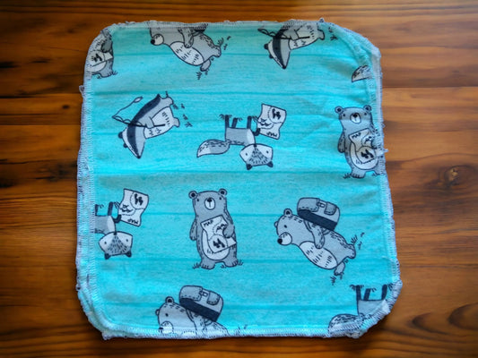 Reusable Tissues, Flannel Handkerchief, Kids Nose Wipes, Washable, Eco Friendly, Zero Waste Animal Theme