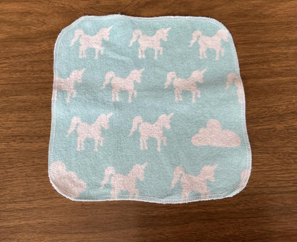 Reusable Tissues Flannel Handkerchiefs for Kids, Unicorn Rainbow Theme