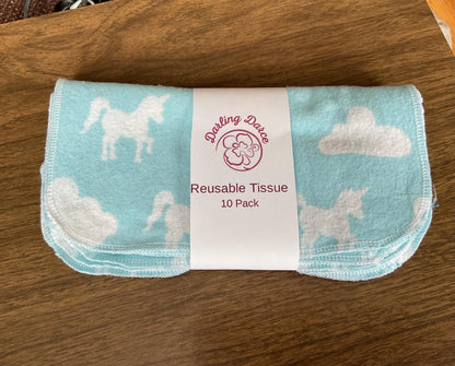 Reusable Tissues Flannel Handkerchiefs for Kids, Unicorn Rainbow Theme