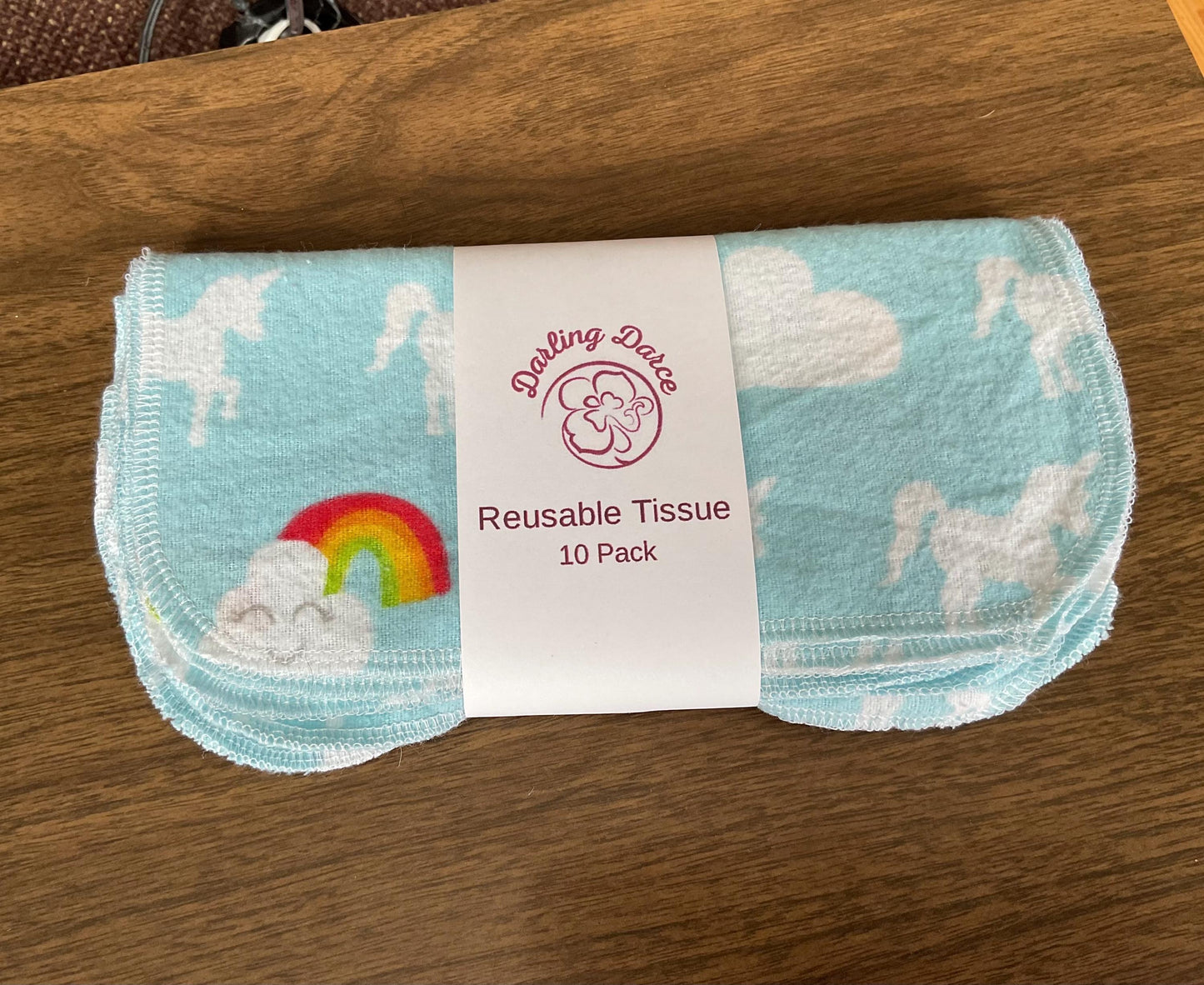 Reusable Tissues Flannel Handkerchiefs for Kids, Unicorn Rainbow Theme
