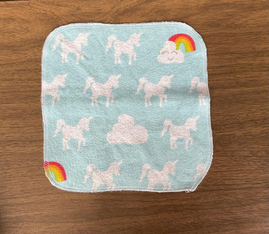 Reusable Tissues Flannel Handkerchiefs for Kids, Unicorn Rainbow Theme