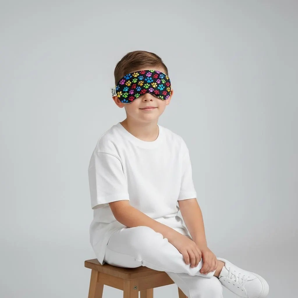 Sleep Mask for Kids, Rainbow Paw Prints Theme