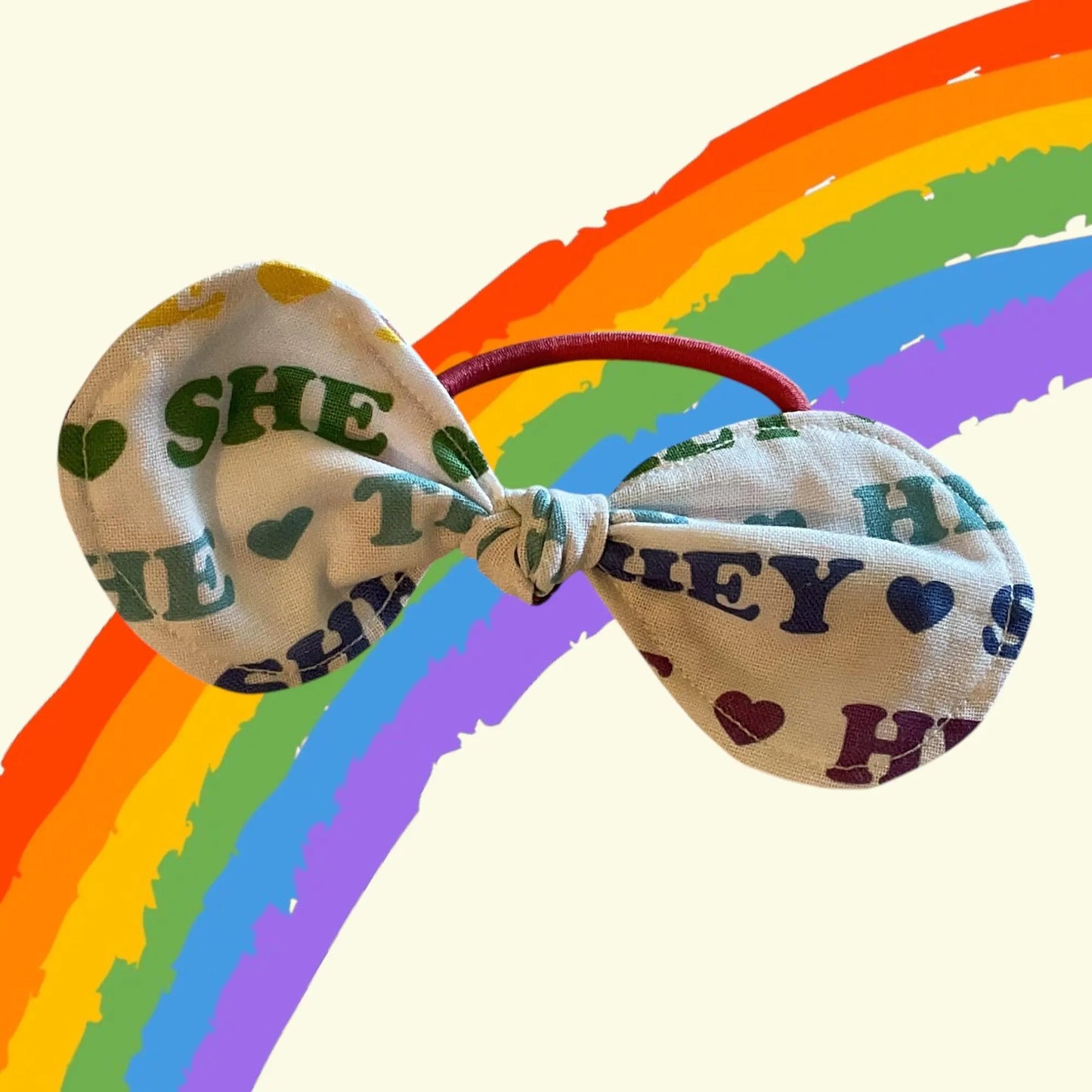 PRIDE LGBTQ+ Pronouns Hair Bow Ponytail Holder