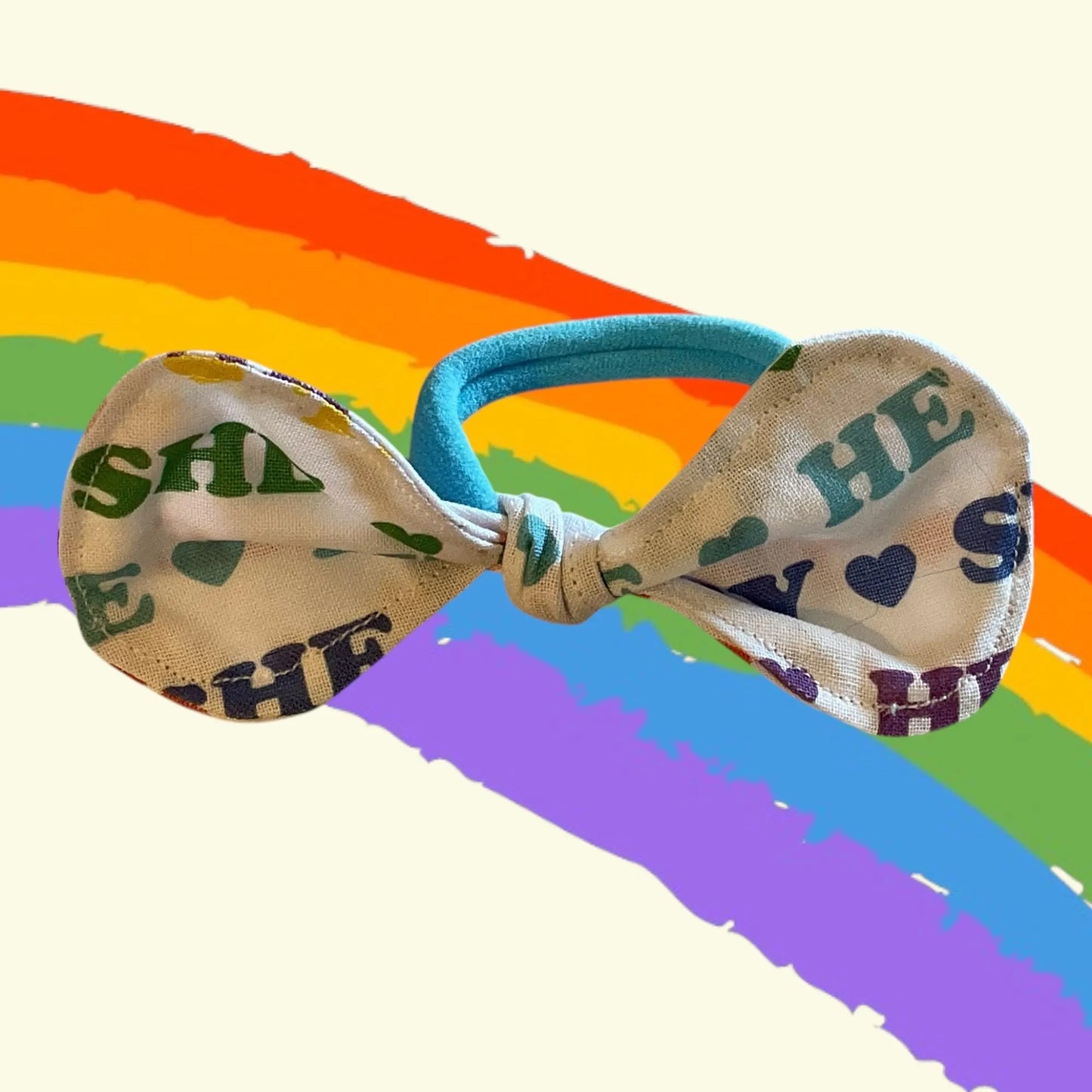 PRIDE LGBTQ+ Pronouns Hair Bow Ponytail Holder