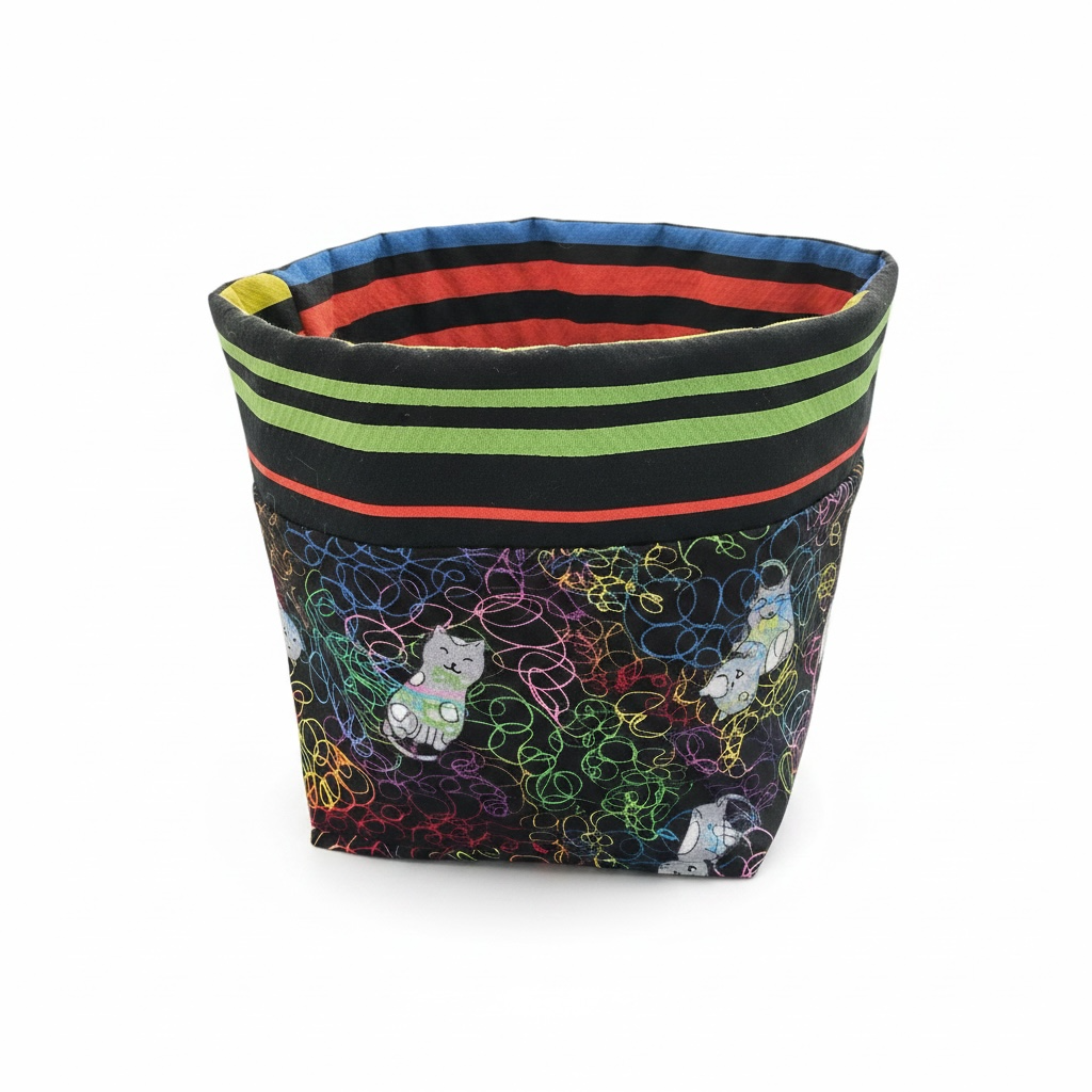 Mini Fabric Storage Bin, Cat Lover Organization