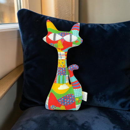 Retro Cat Plush MCM Decor Pillow